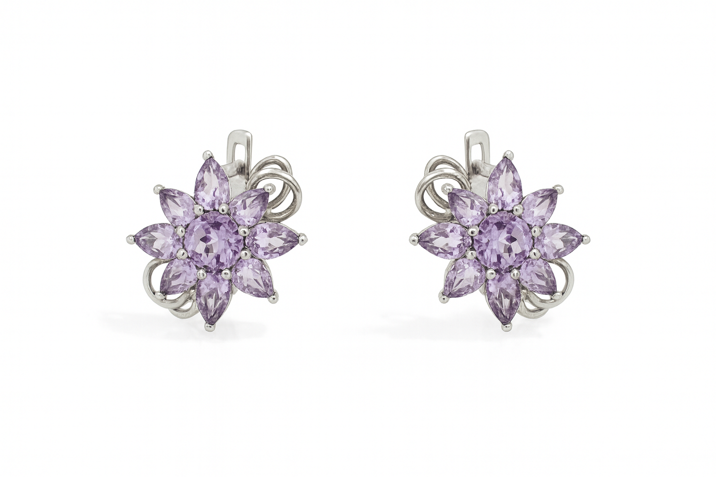 Amethyst Bloom Earrings – Sterling Silver & Natural Amethyst