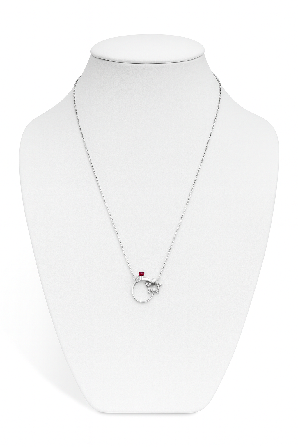 Silver Pendant Necklace, Rhodium-Plated 925 Sterling Silver