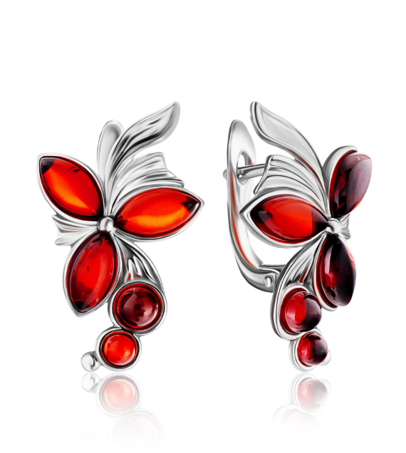 Earrings with amber "Flower fantasy"