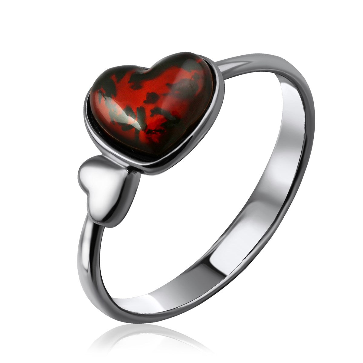 Heart Cognac Amber Silver Ring — DARVIN (Pre-Order)