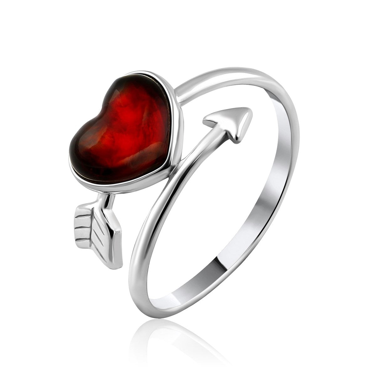 Heart Cognac Amber Silver Ring — DARVIN (Pre-Order)
