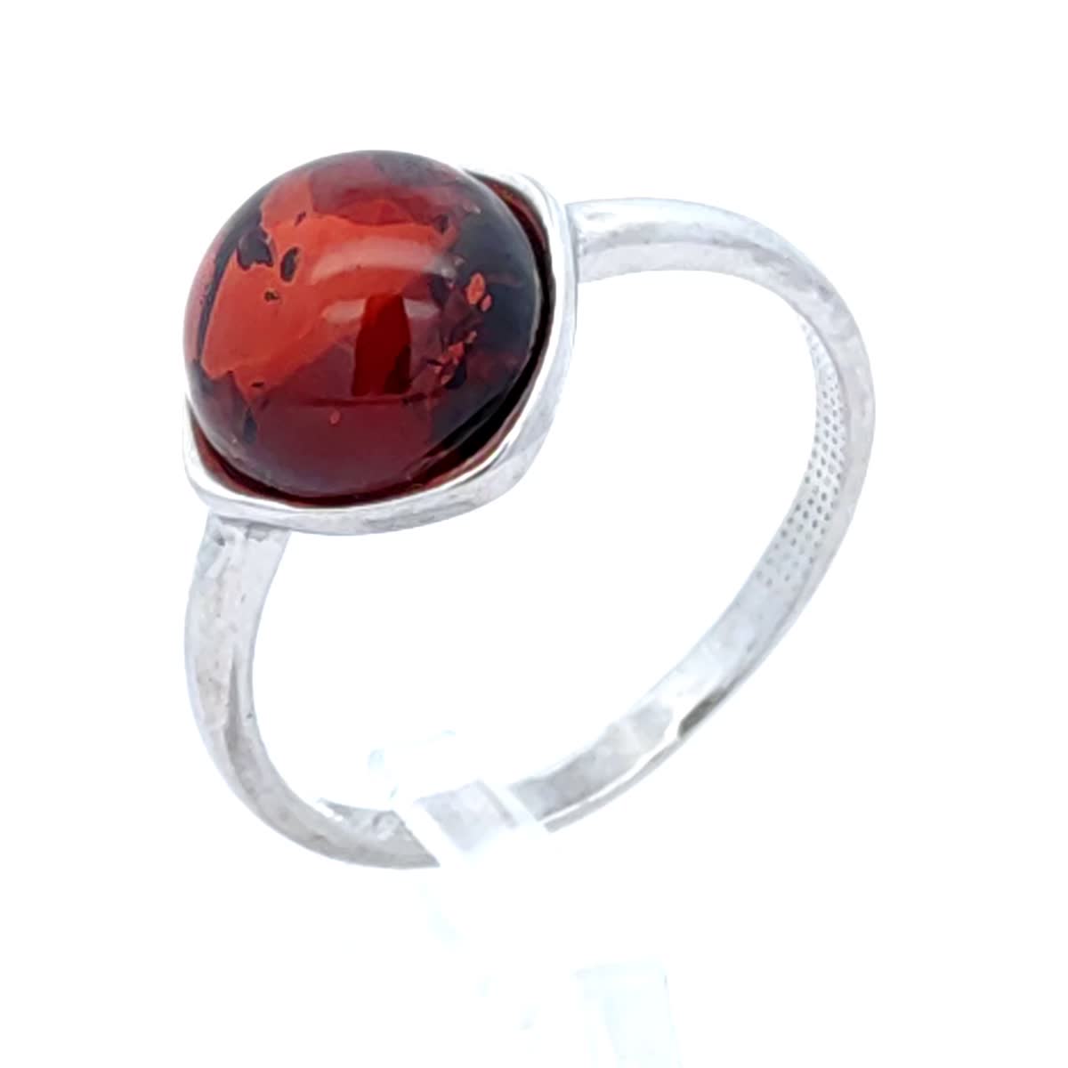 Round Cognac Amber Silver Ring — DARVIN (Pre-Order)