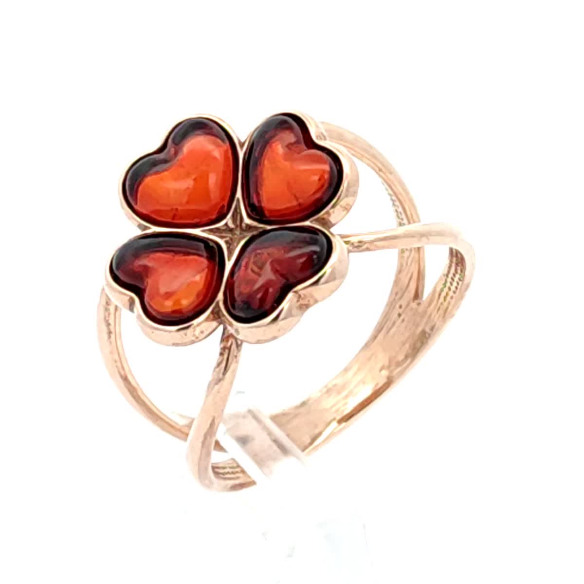 Heart Cognac Amber Silver Ring — DARVIN (Pre-Order)