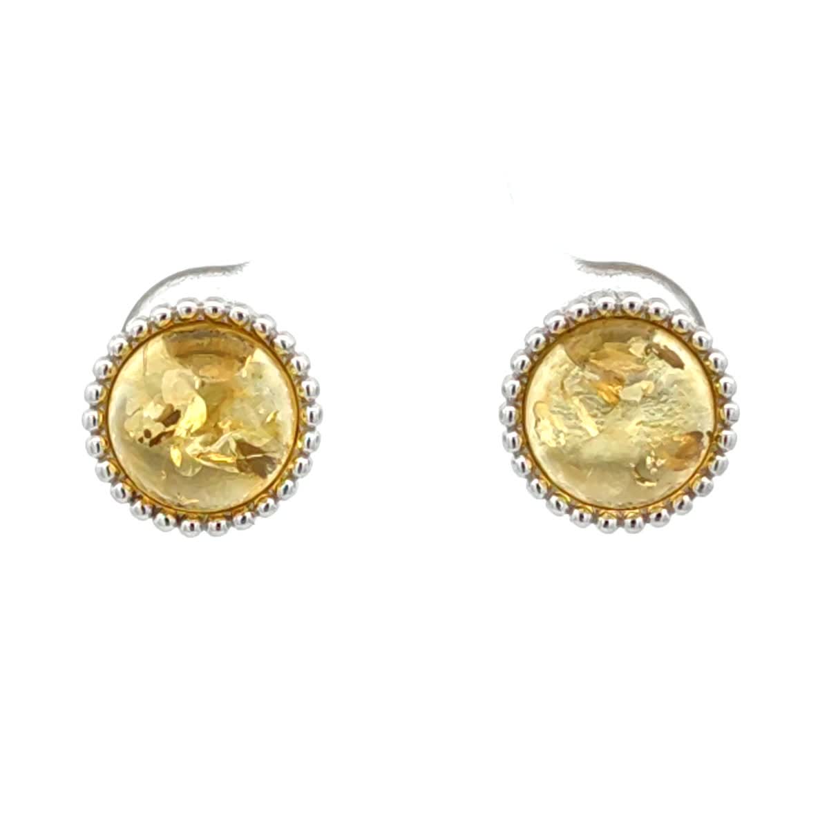 Round Lemon Amber Silver Stud Earrings — DARVIN (Pre-Order)