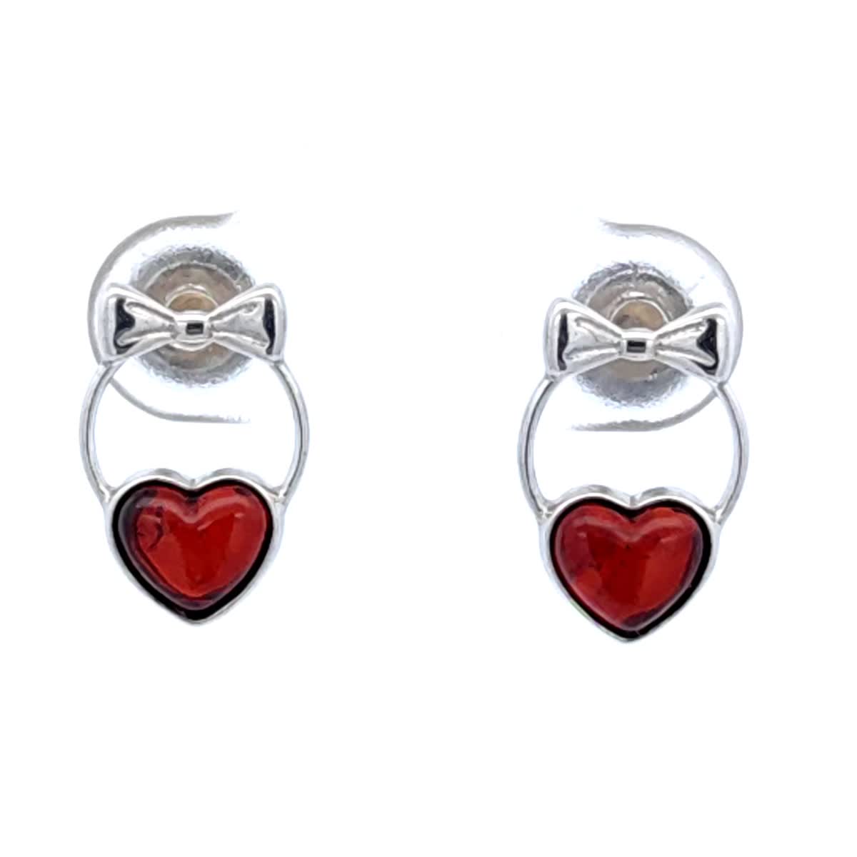 Heart Cognac Amber Silver Stud Earrings — DARVIN (Pre-Order)