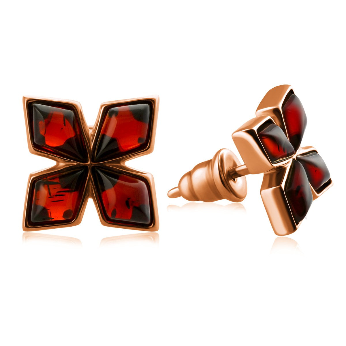 Cognac Amber Silver Stud Earrings — DARVIN (Pre-Order)