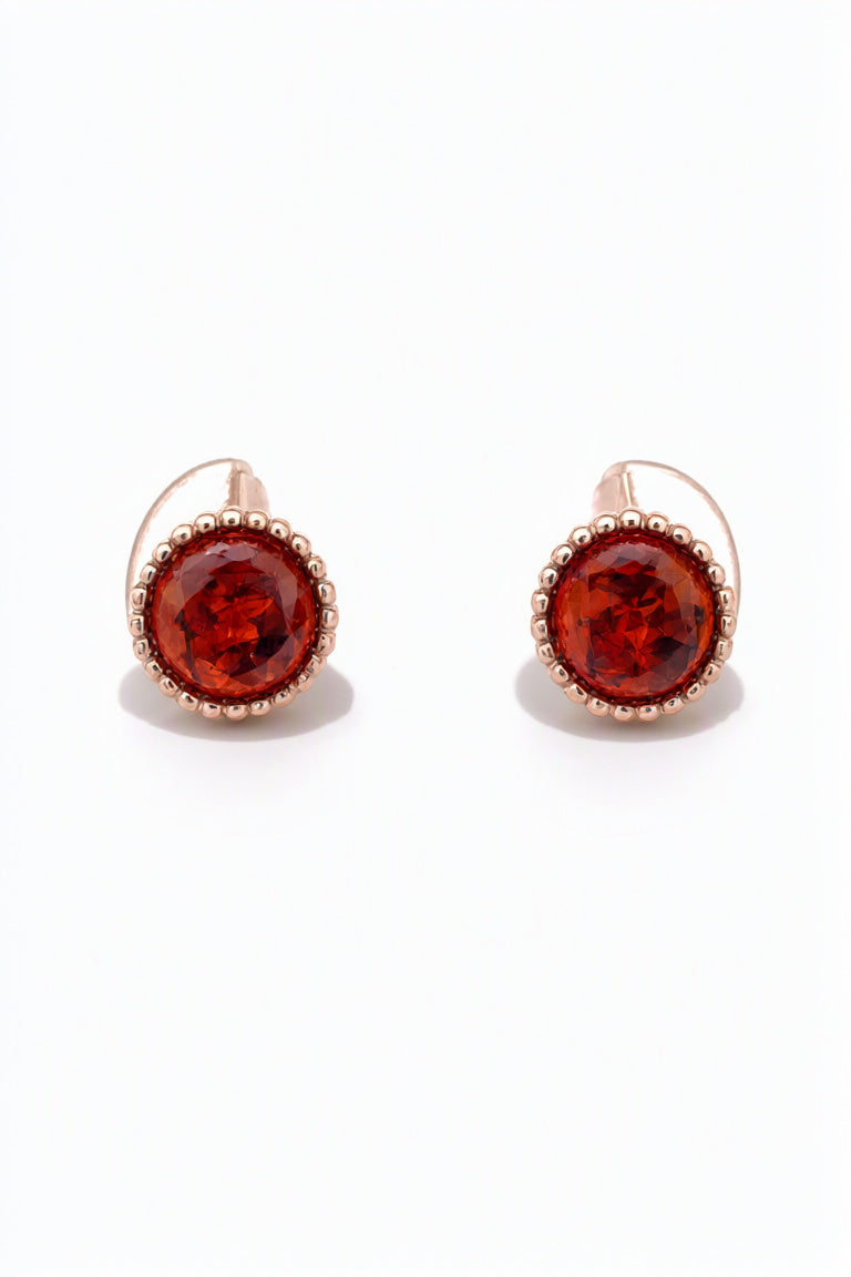 Round Cognac Amber Silver Stud Earrings — DARVIN (Pre-Order)