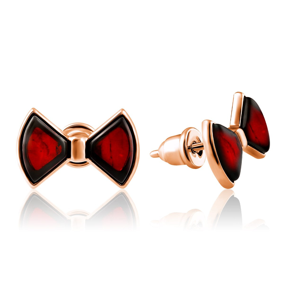 Bow Cognac Amber Silver Stud Earrings — DARVIN (Pre-Order)