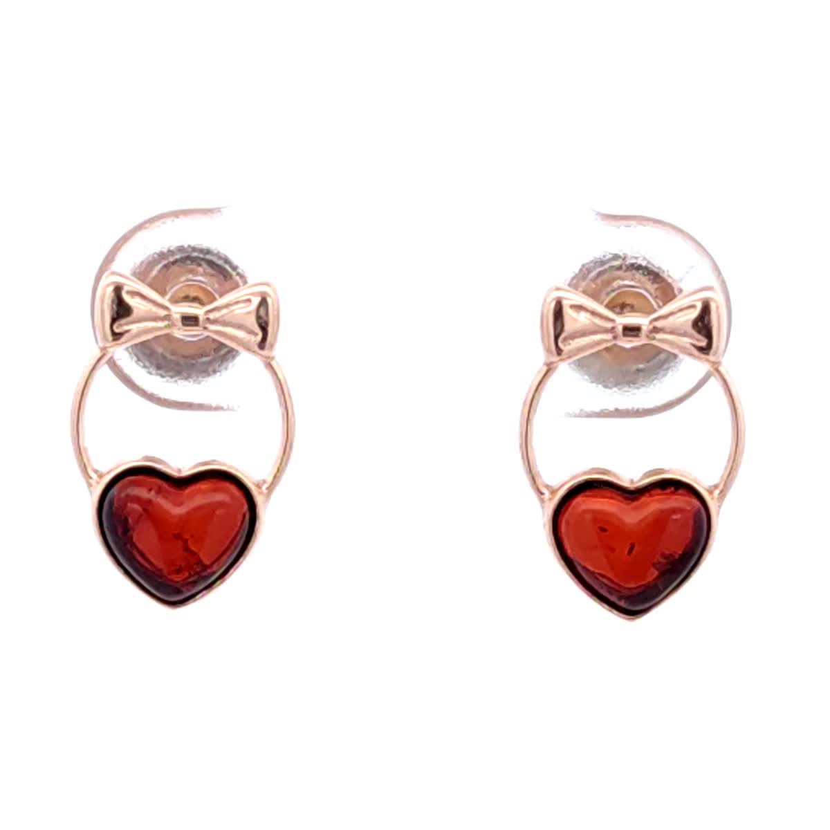 Heart Cognac Amber Silver Stud Earrings — DARVIN (Pre-Order)