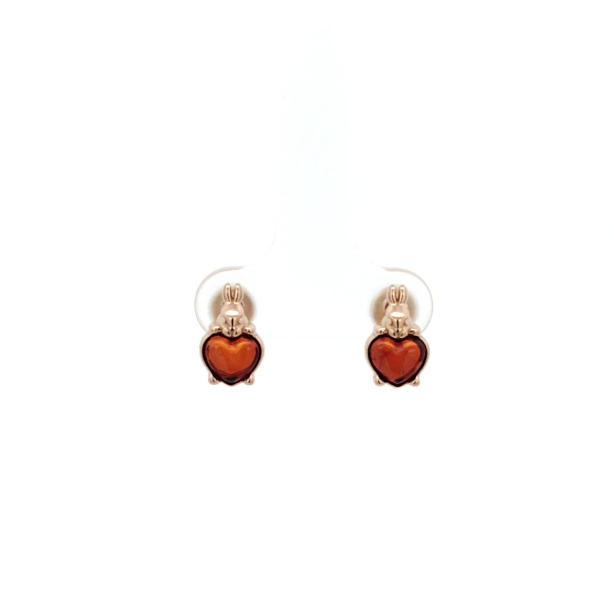 Heart Cognac Amber Silver Stud Earrings — DARVIN (Pre-Order)
