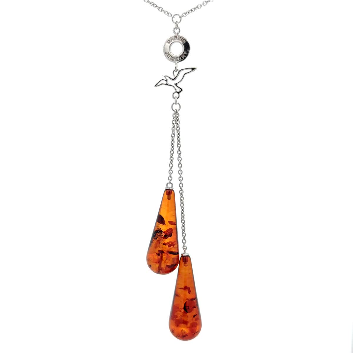 Cognac Amber Silver Necklace — DARVIN
