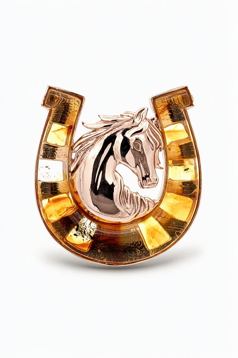 Cognac Amber Silver Brooch — DARVIN