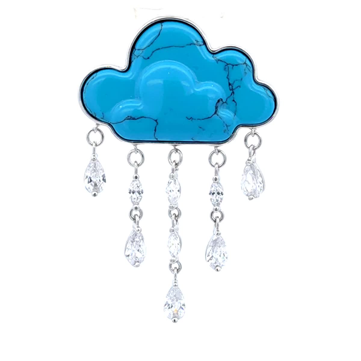 Pear Blue, Colorless Amber Silver Brooch — DARVIN (Pre-Order)