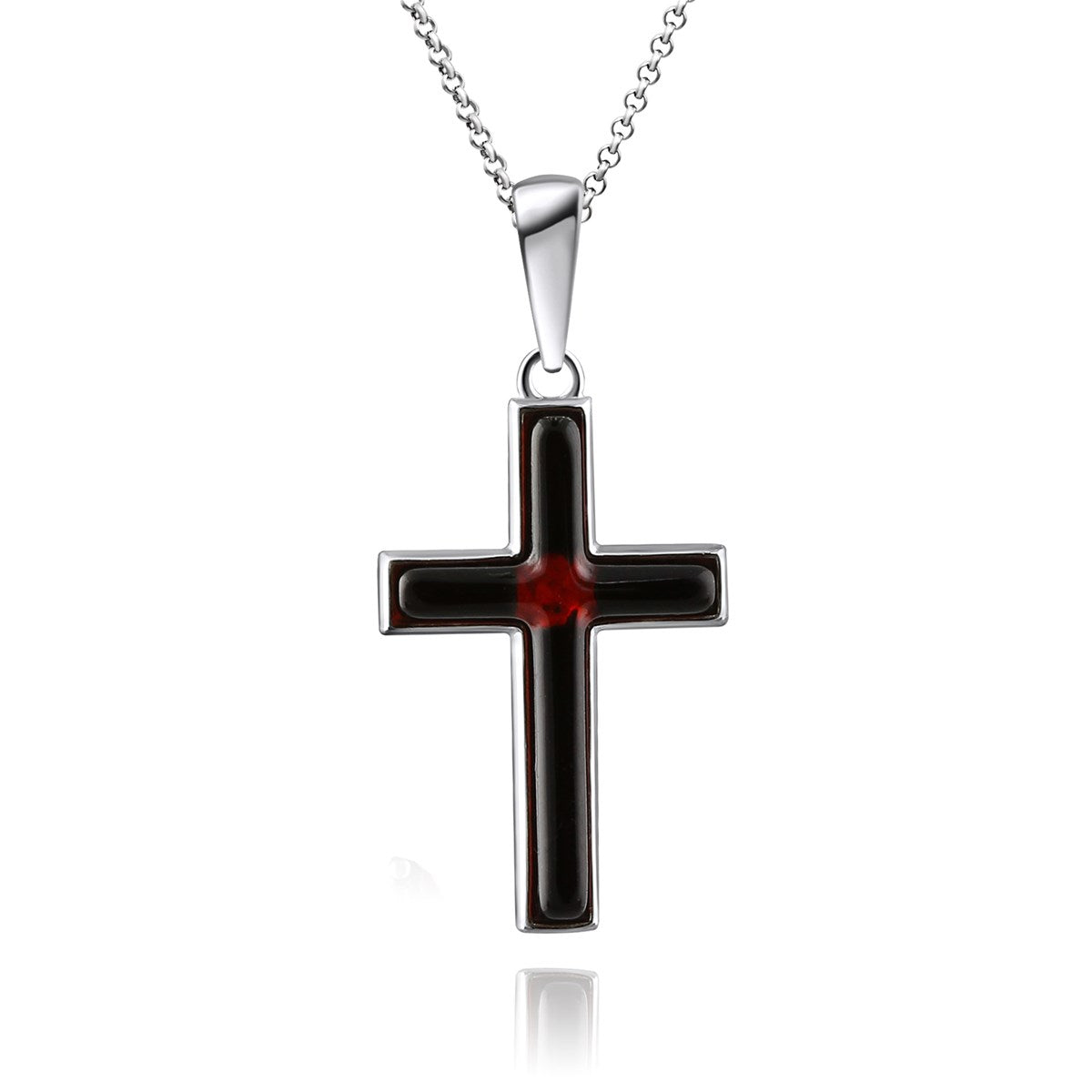Cross Cognac Amber Silver Pendant — DARVIN (Pre-Order)