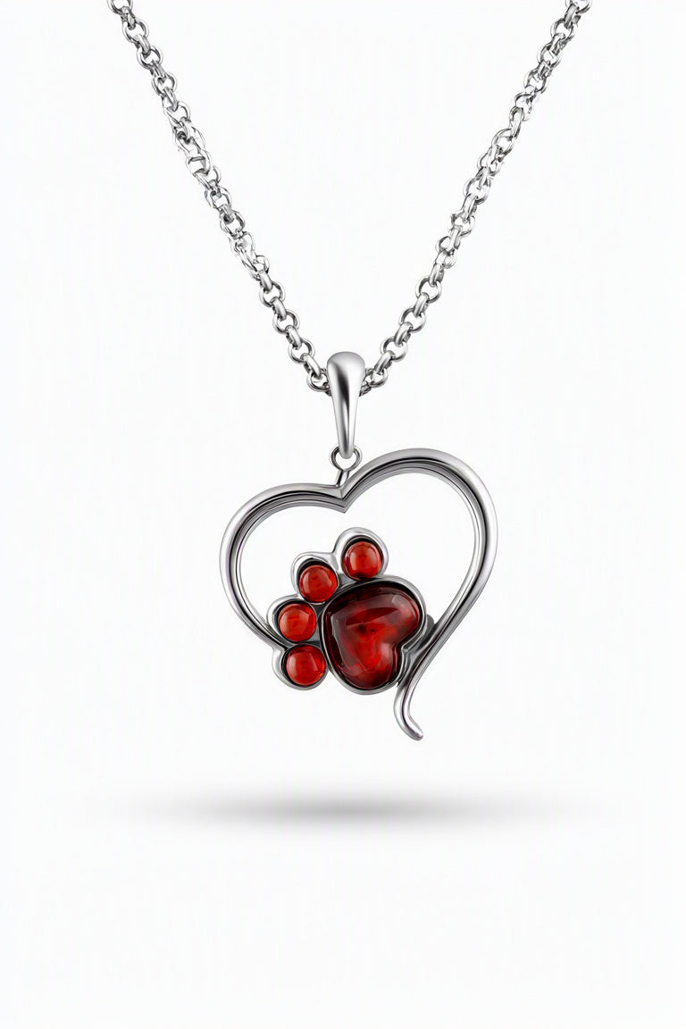 Heart Cognac Amber Silver Pendant — DARVIN