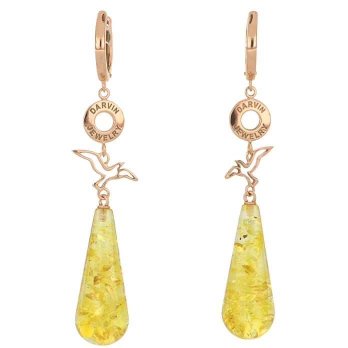 Lemon Amber Silver Earrings — DARVIN