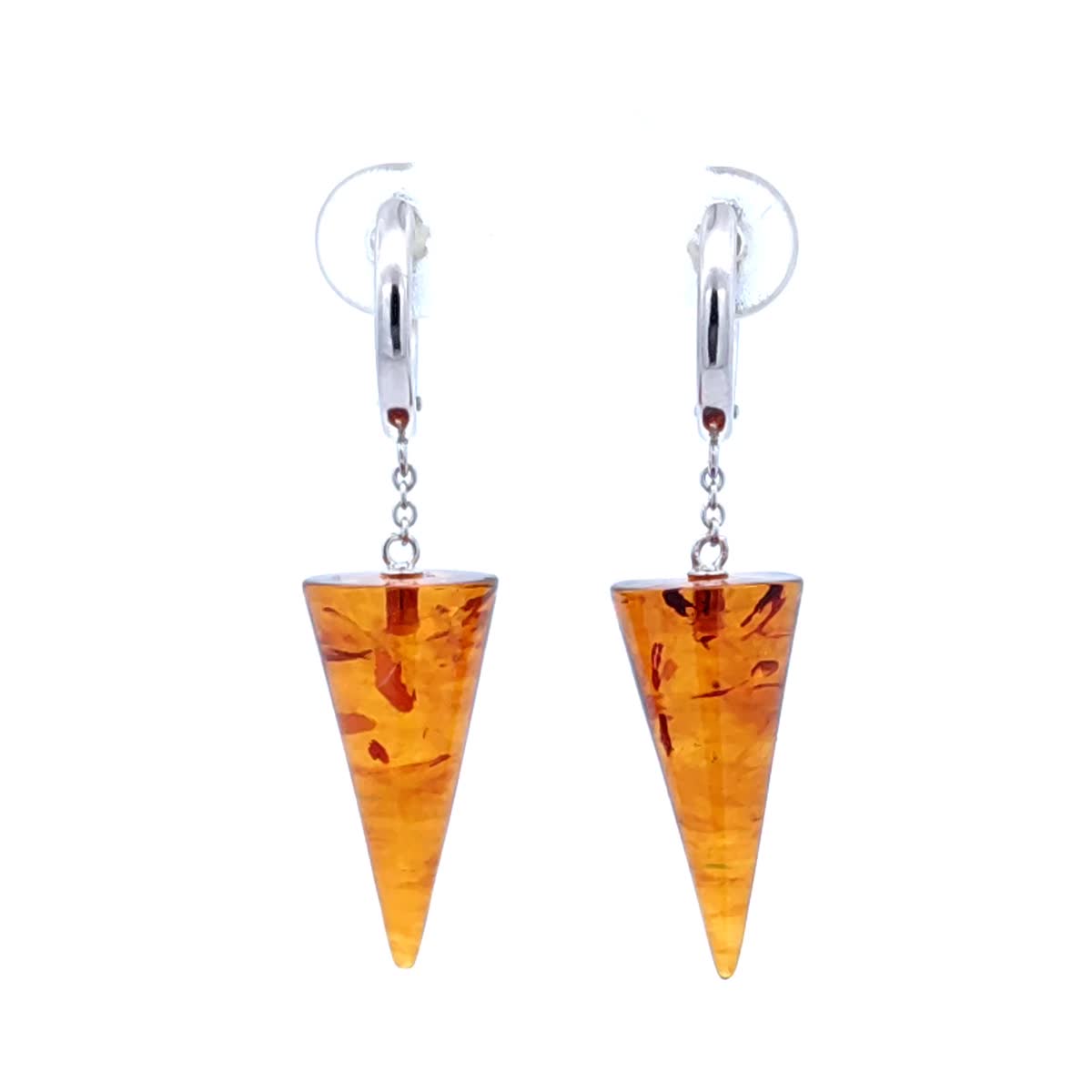 Cone Cognac Amber Silver Earrings — DARVIN (Pre-Order)