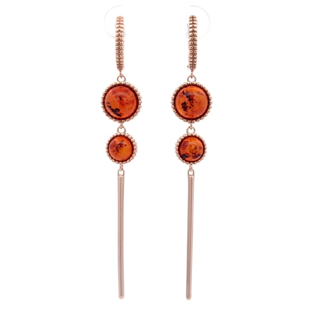 Round Cognac Amber Silver Earrings — DARVIN (Pre-Order)