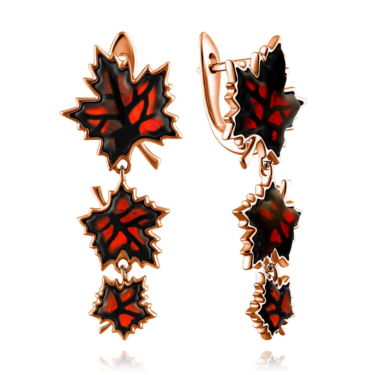 Maple Leaf Cognac Amber Silver Earrings — DARVIN (Pre-Order)