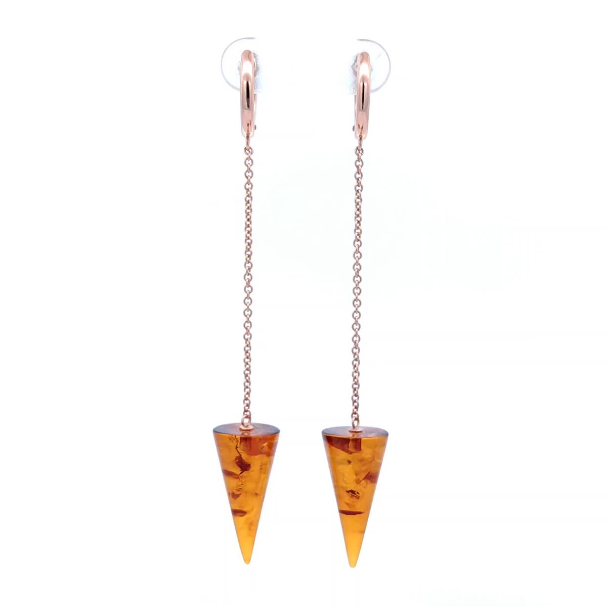 Cone Cognac Amber Silver Earrings — DARVIN (Pre-Order)