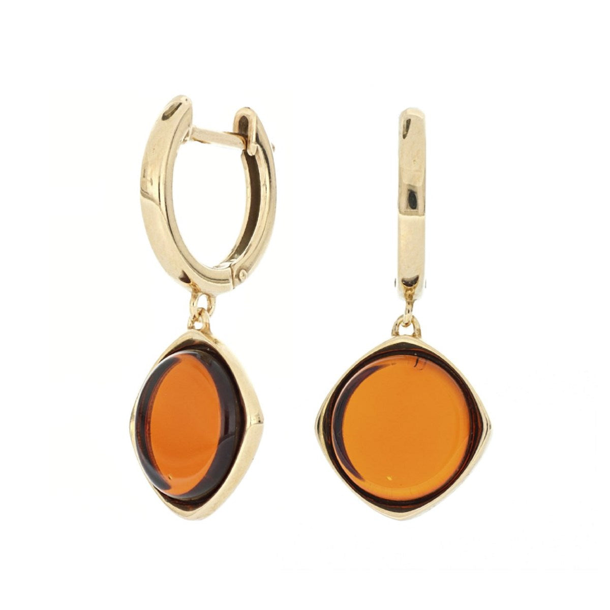 Round Cognac Amber Silver Earrings — DARVIN (Pre-Order)