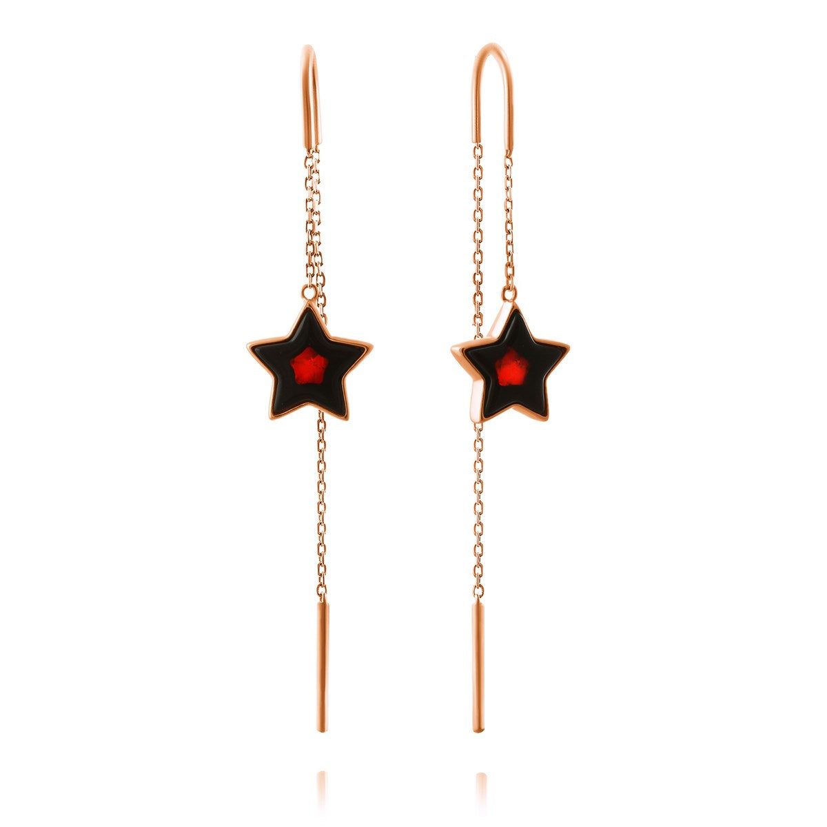 Star Cognac Amber Silver Threader Earrings — DARVIN (Pre-Order)
