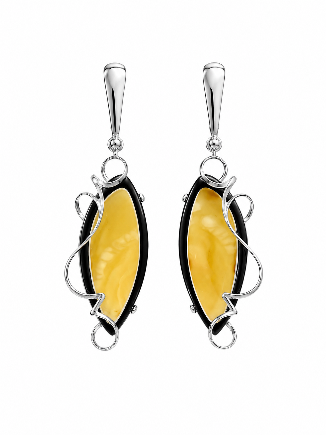 Bagheera Collection – Natural Baltic Amber Sterling Silver Earrings