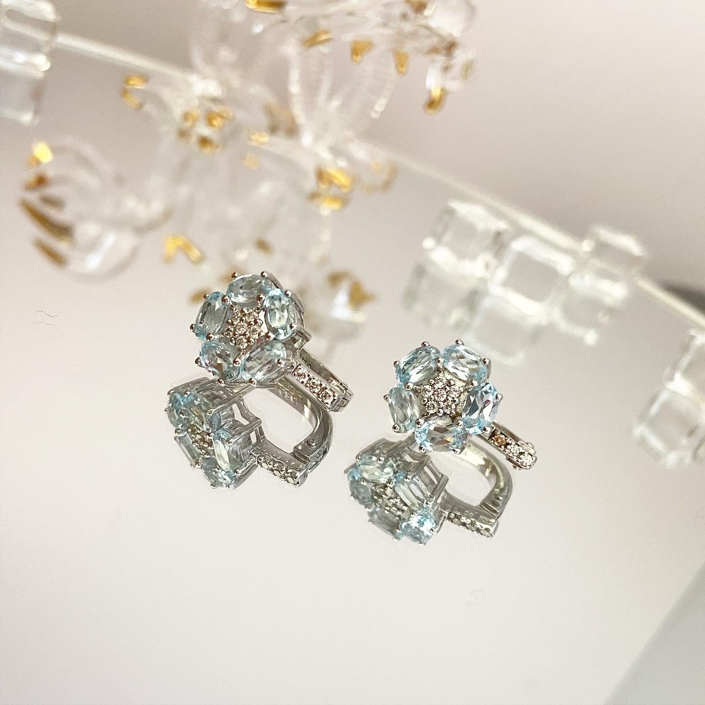 Earrings with topaz