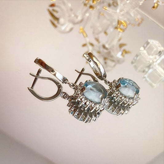 Classic earrings with topaz