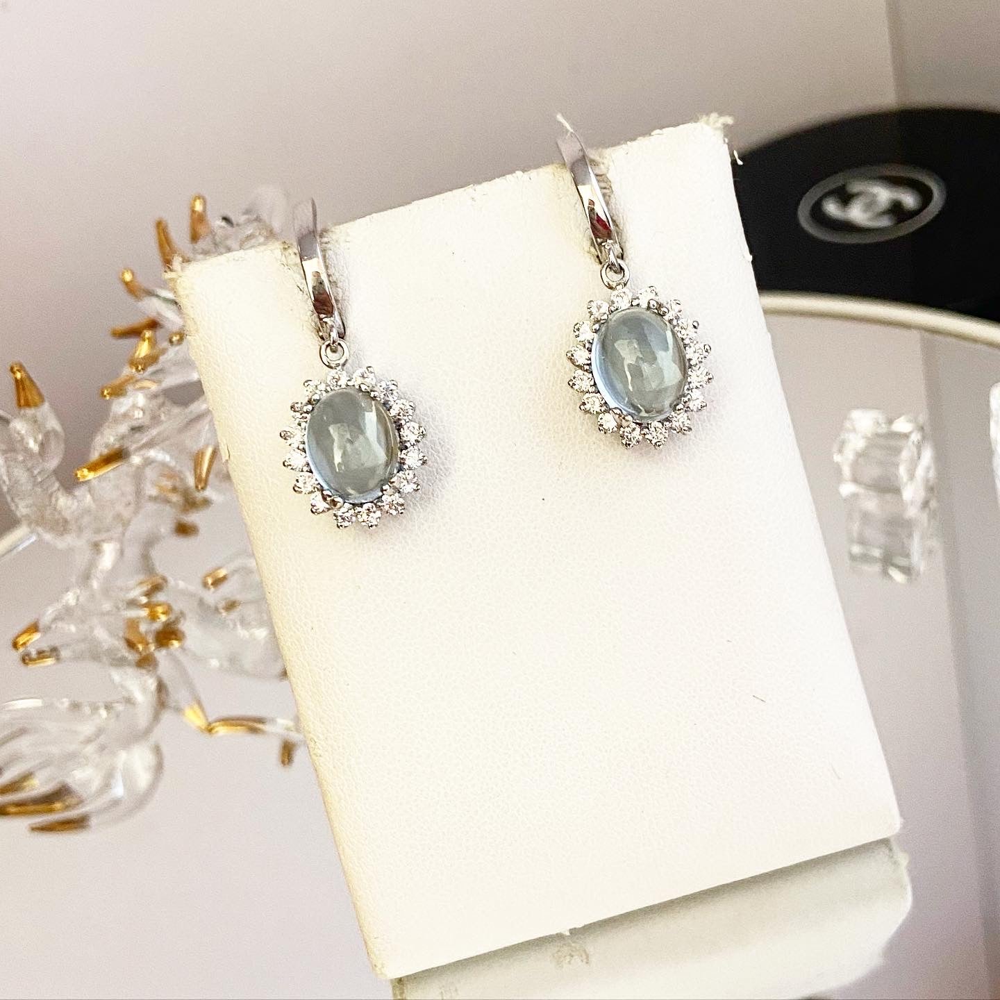 Classic earrings with topaz
