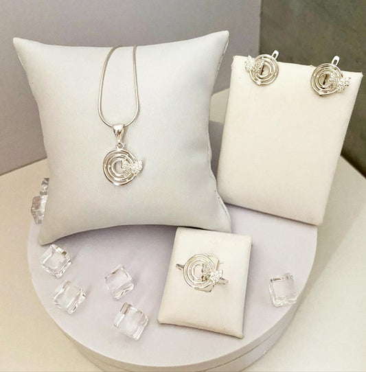 Silver set with butterfly