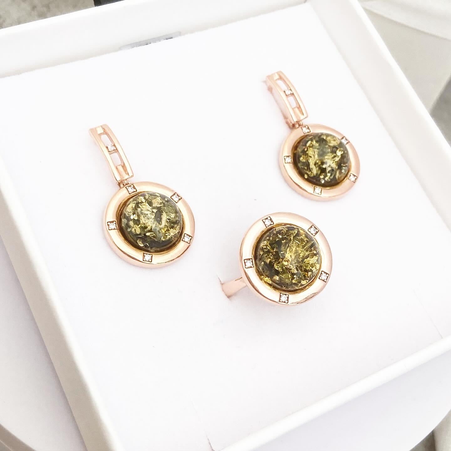 Earrings with Amber "Saturn"