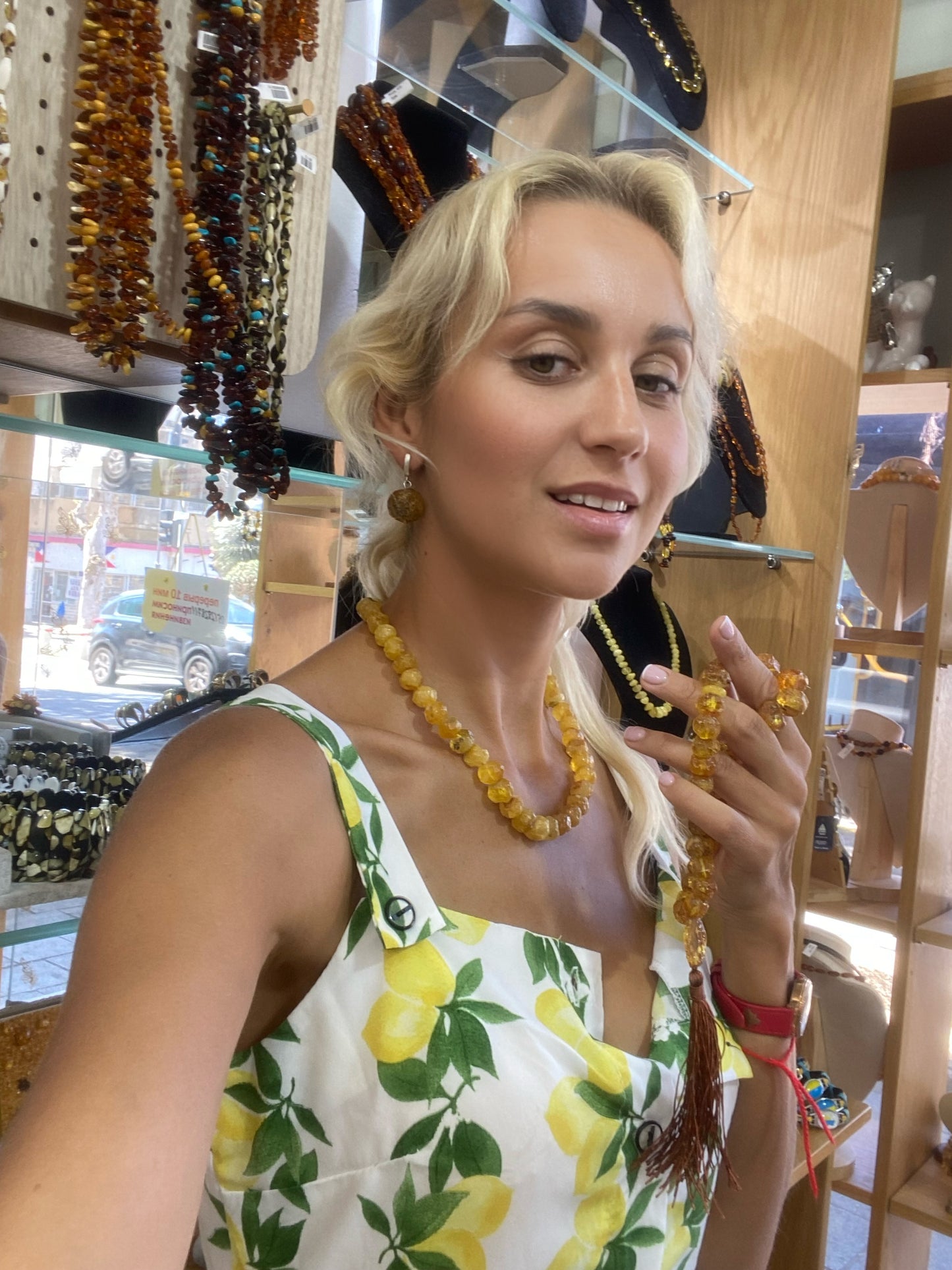 Earrings made of raw amber "Renaissance"