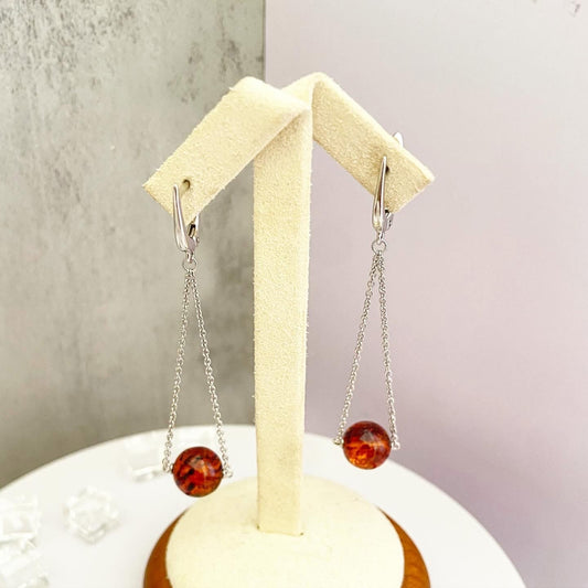 Серьги "Янтарная бусина"