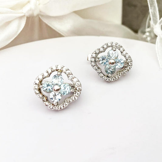 Three-Leaf Clover Earrings with Topaz