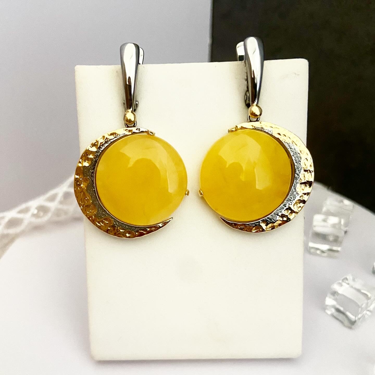 Handmade Amber Earrings “Moon”