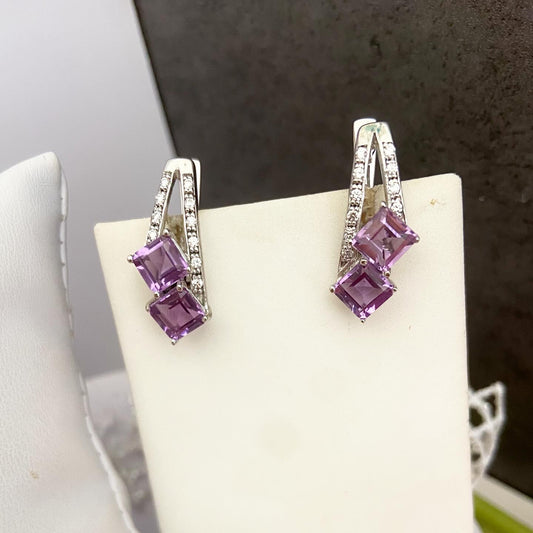 Аметистовые серьги «Геометрия»
