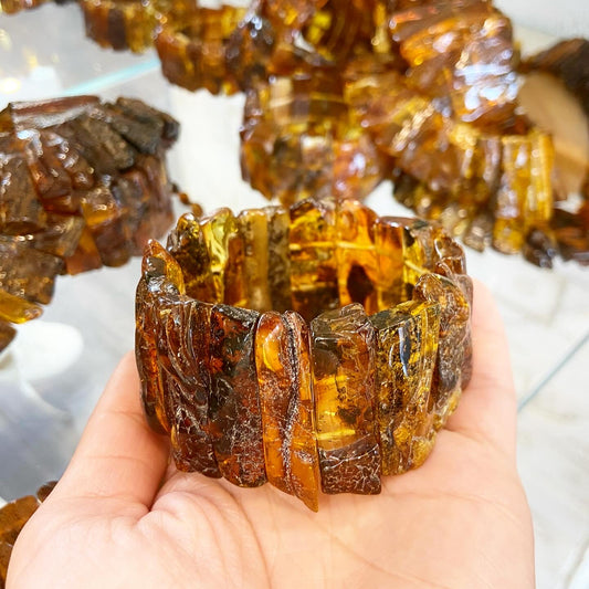 Браслет из необработанного янтаря «Бохо» — ручная работа