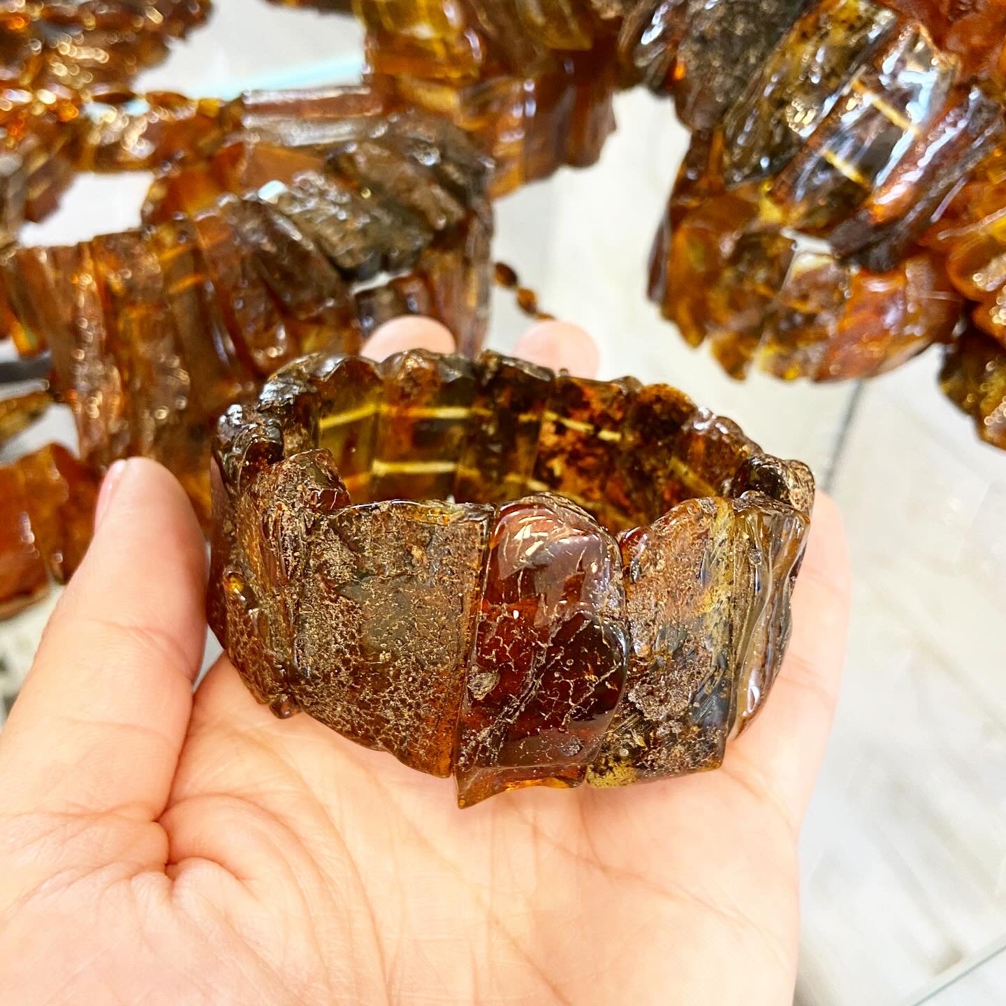 Raw Amber Bracelet “Boho” – Handmade