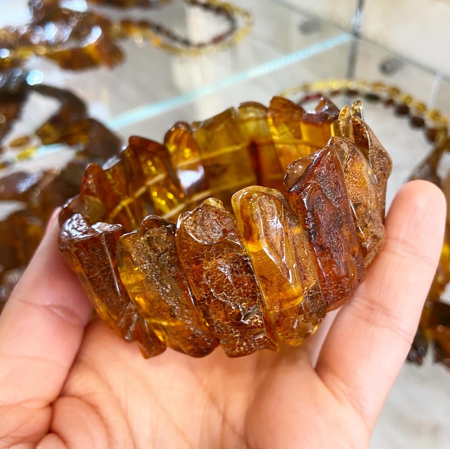 Raw Amber Bracelet “Boho” – Handmade