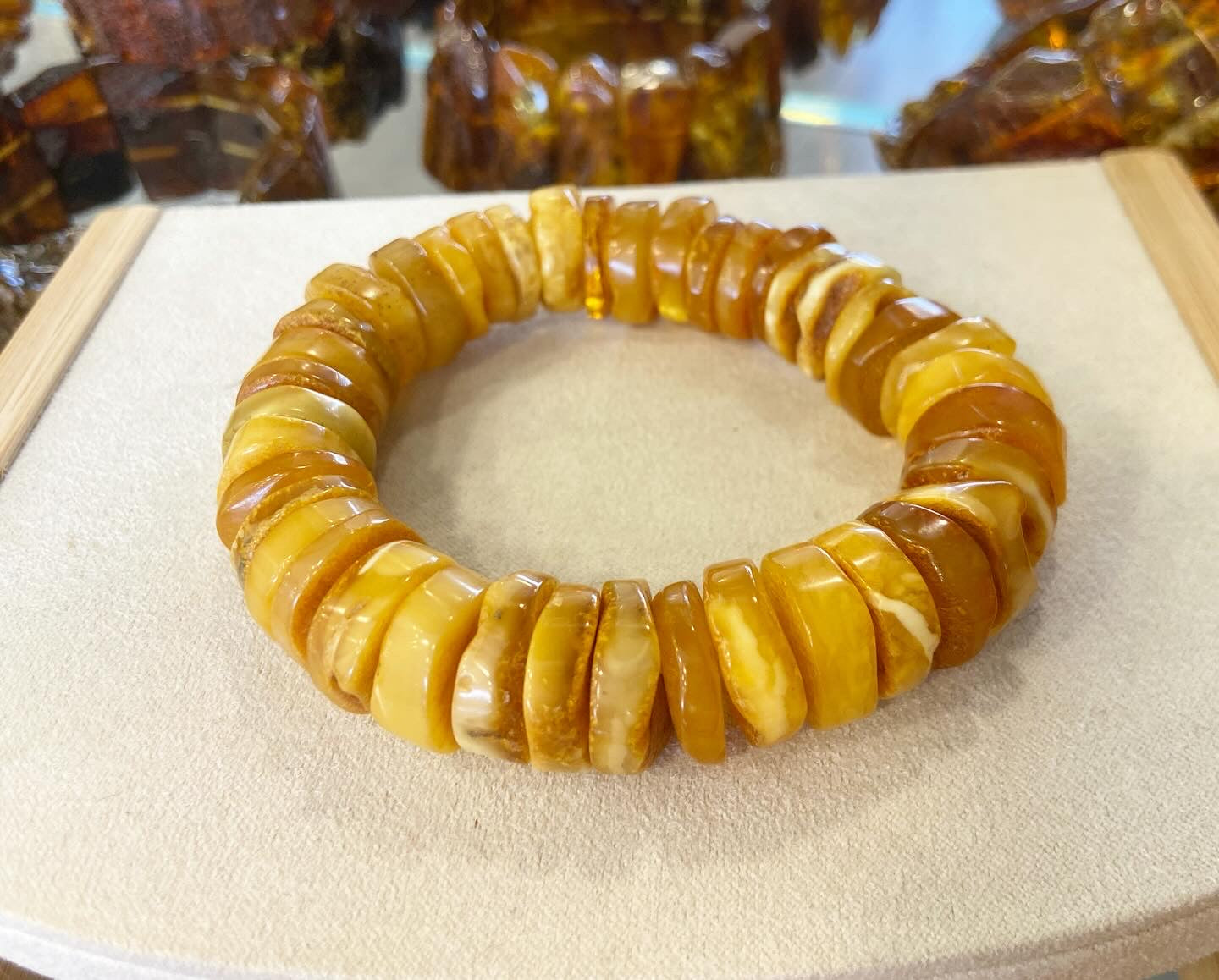 Amber Disc Bracelet “Boho” – Handmade