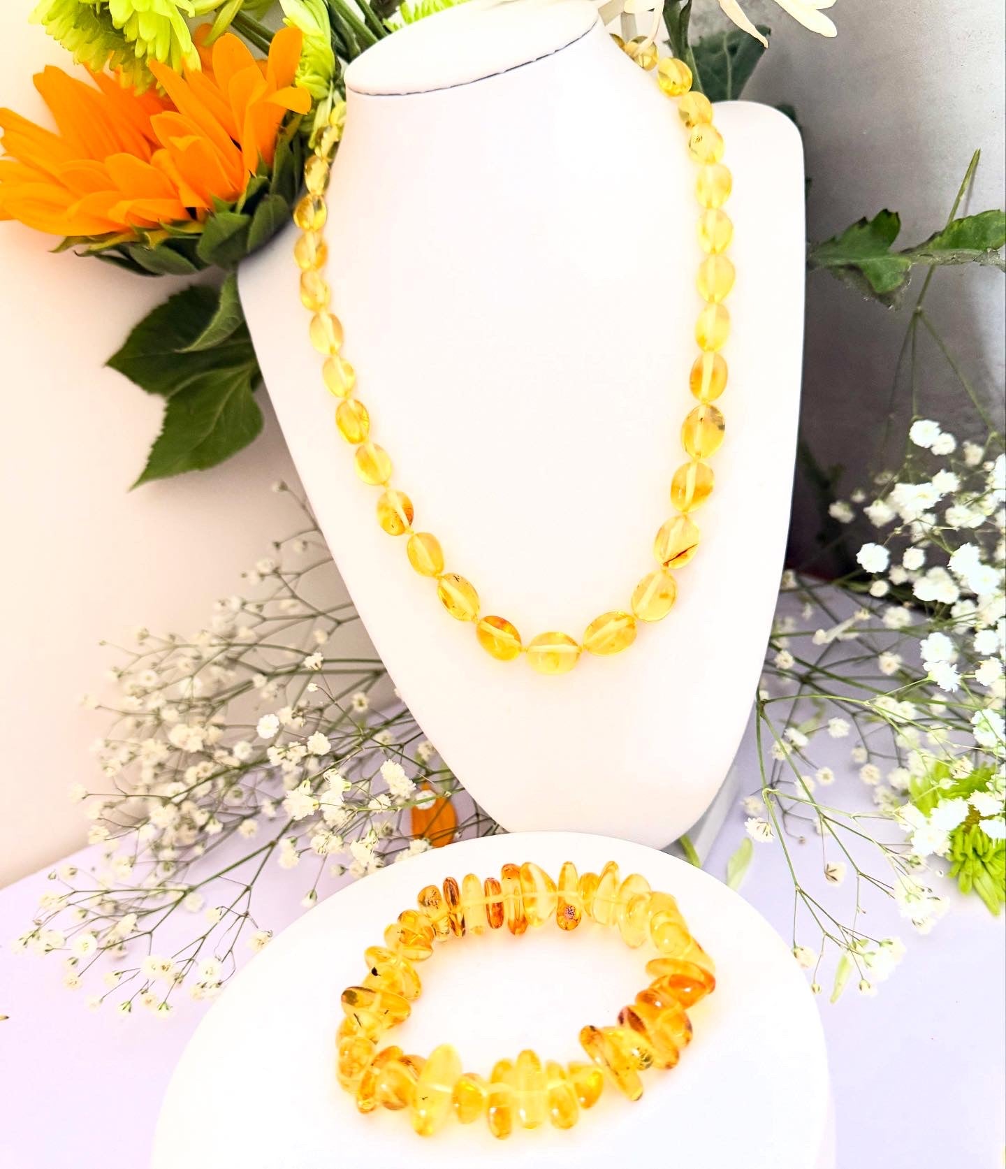 Amber Jewelry Set “Sunlight” – Necklace & Bracelet