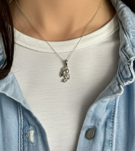 Sterling Silver Bird Pendant with Zirconia – Miniature Parrot Design