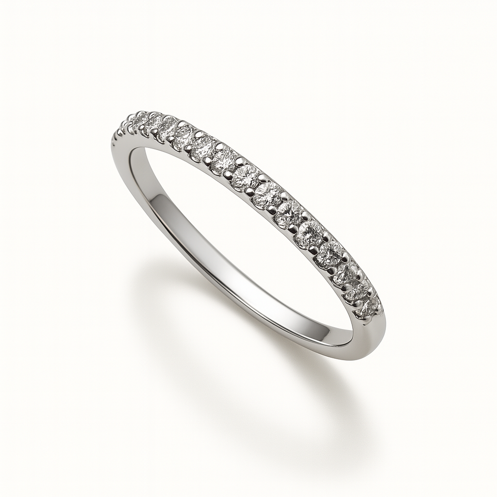 Sterling Silver Ring with Cubic Zirconia Wedding Band Ring