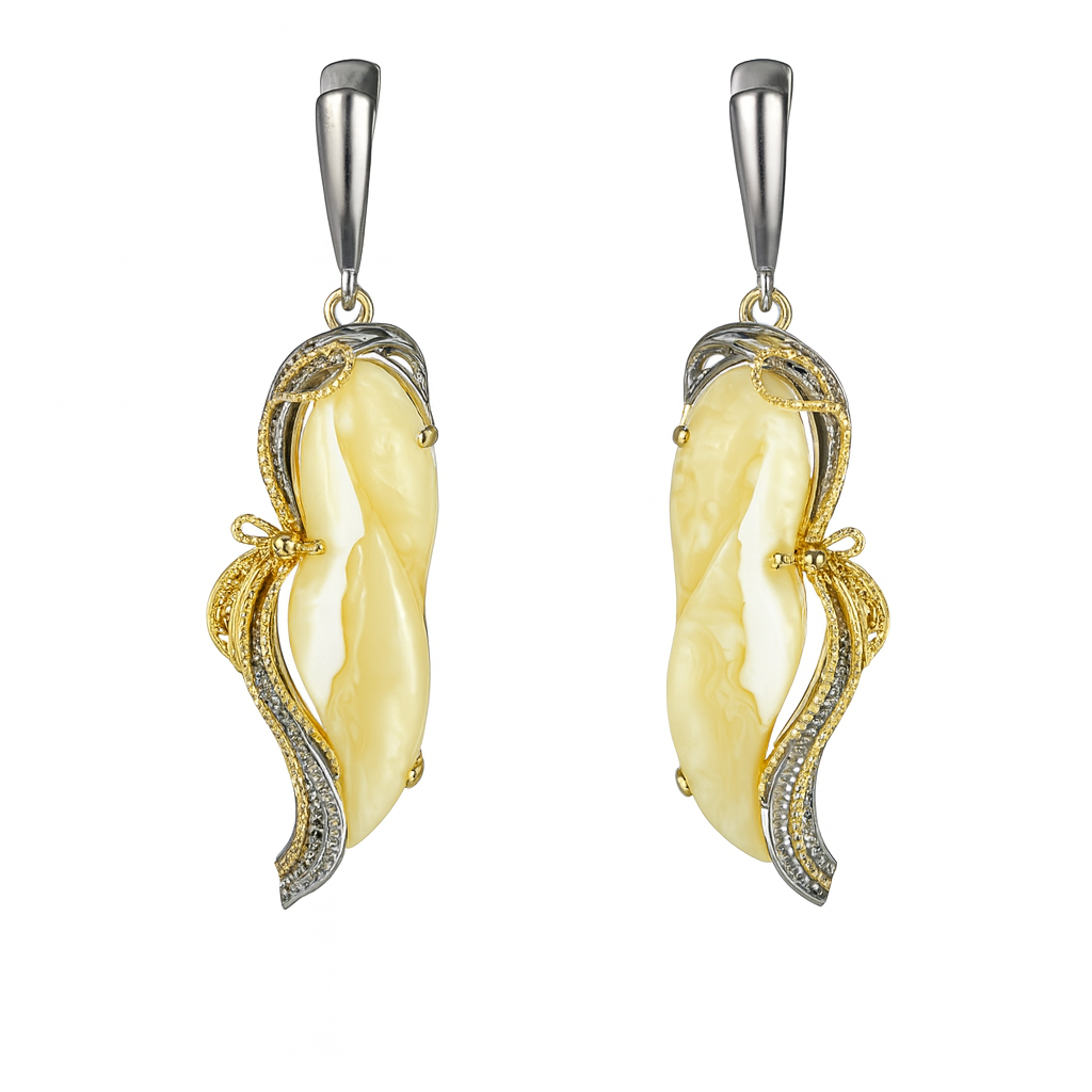 Baltic Elegance Set – Sterling Silver with Gold Plating & Natural Baltic Amber
