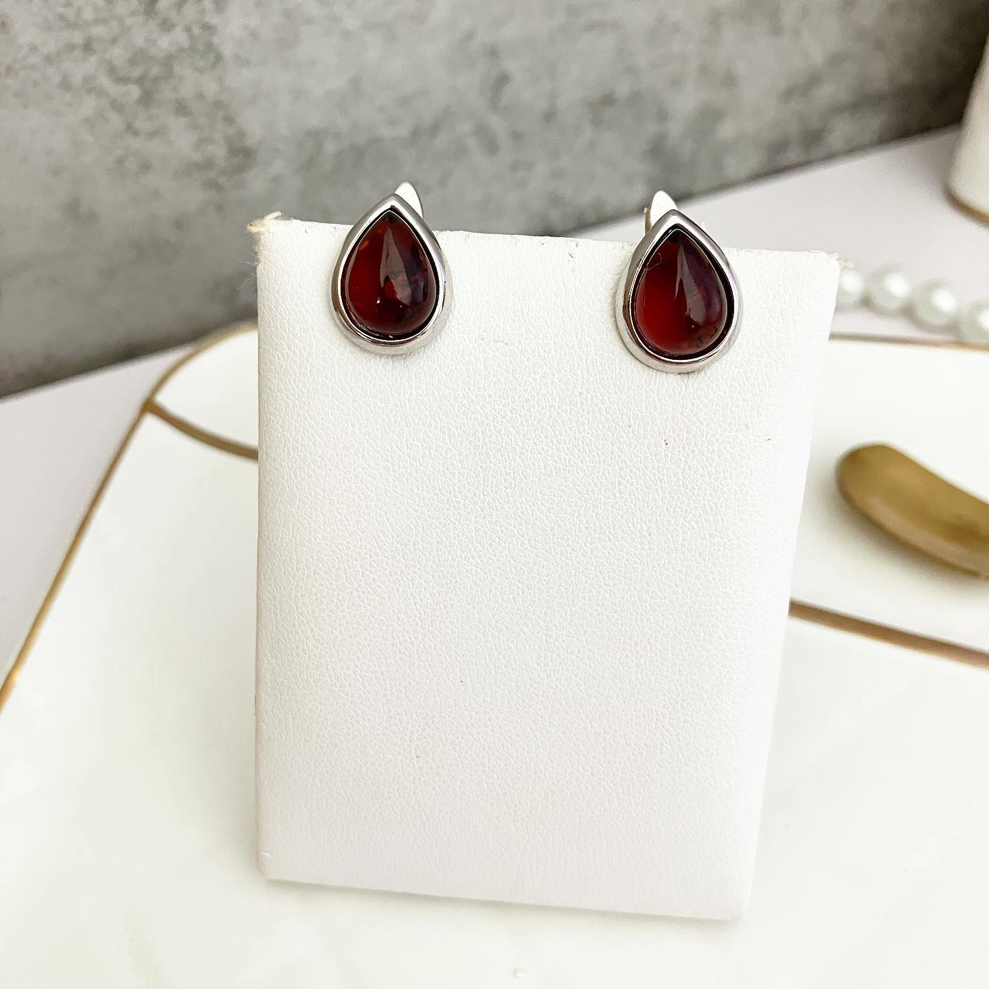 Earrings silver 925 samples with amber.