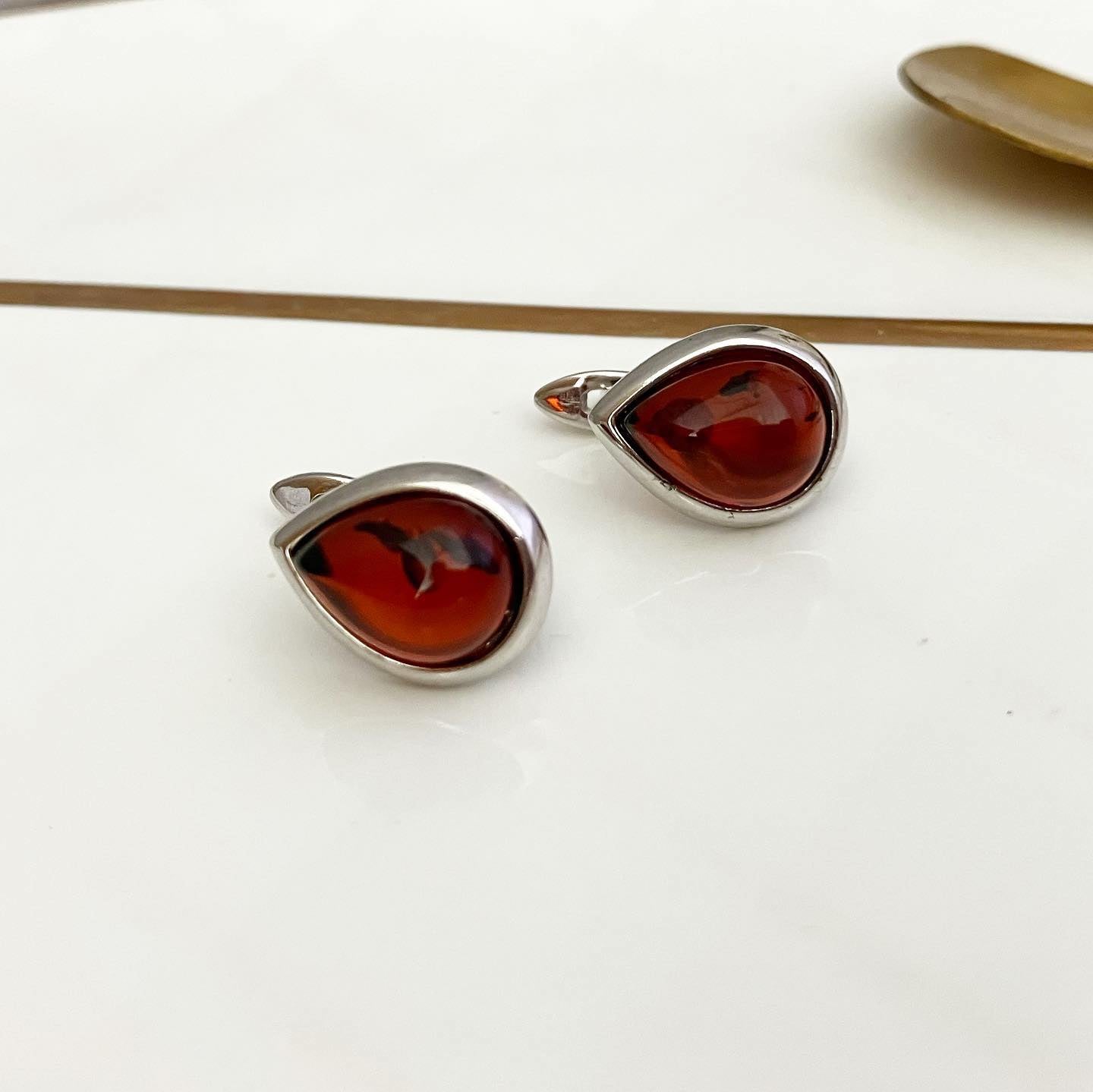 Earrings silver 925 samples with amber.