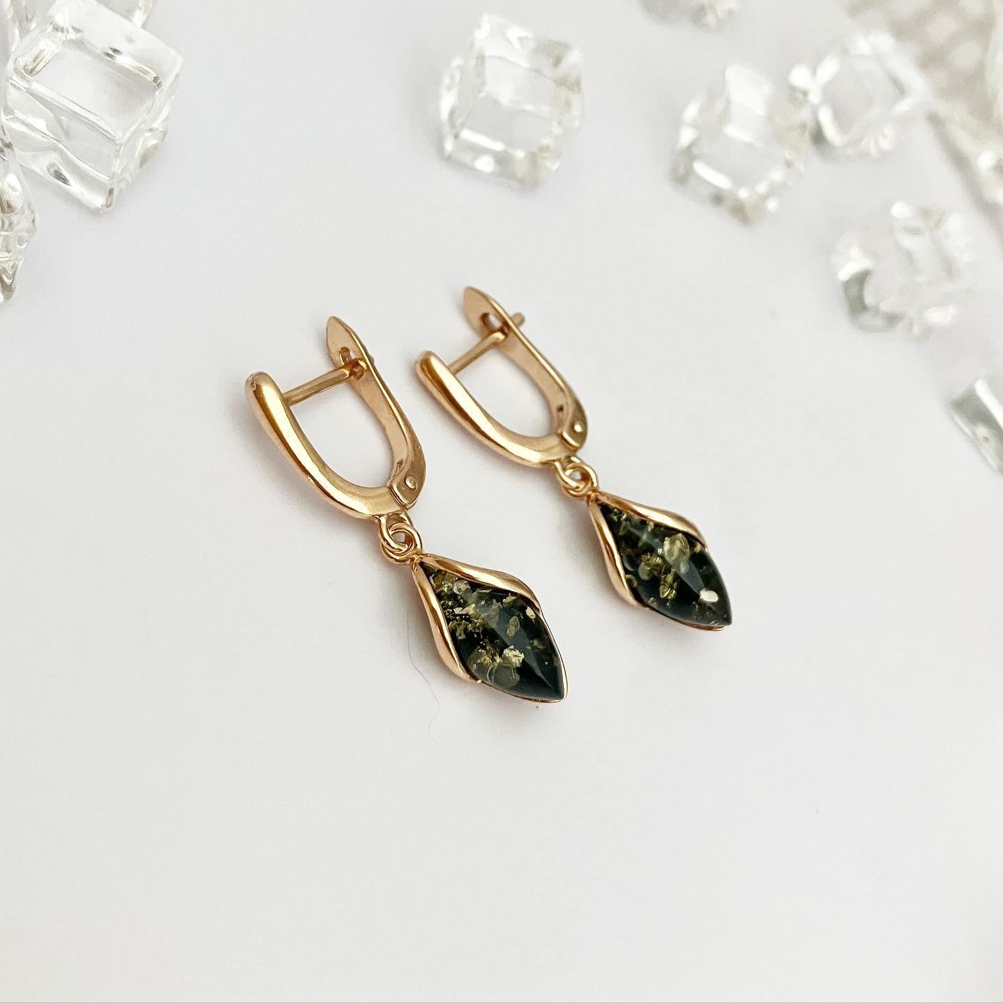 Earrings silver 925 samples with gilding "Snowdrop"