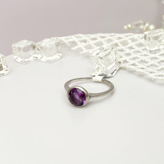 Ring silver 925 samples with amethyst "Fleur"