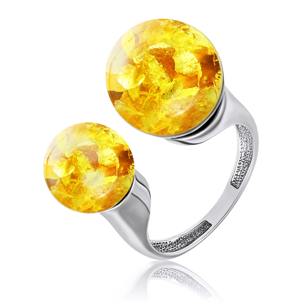 Ball Lemon Amber Silver Ring — DARVIN (Pre-Order)